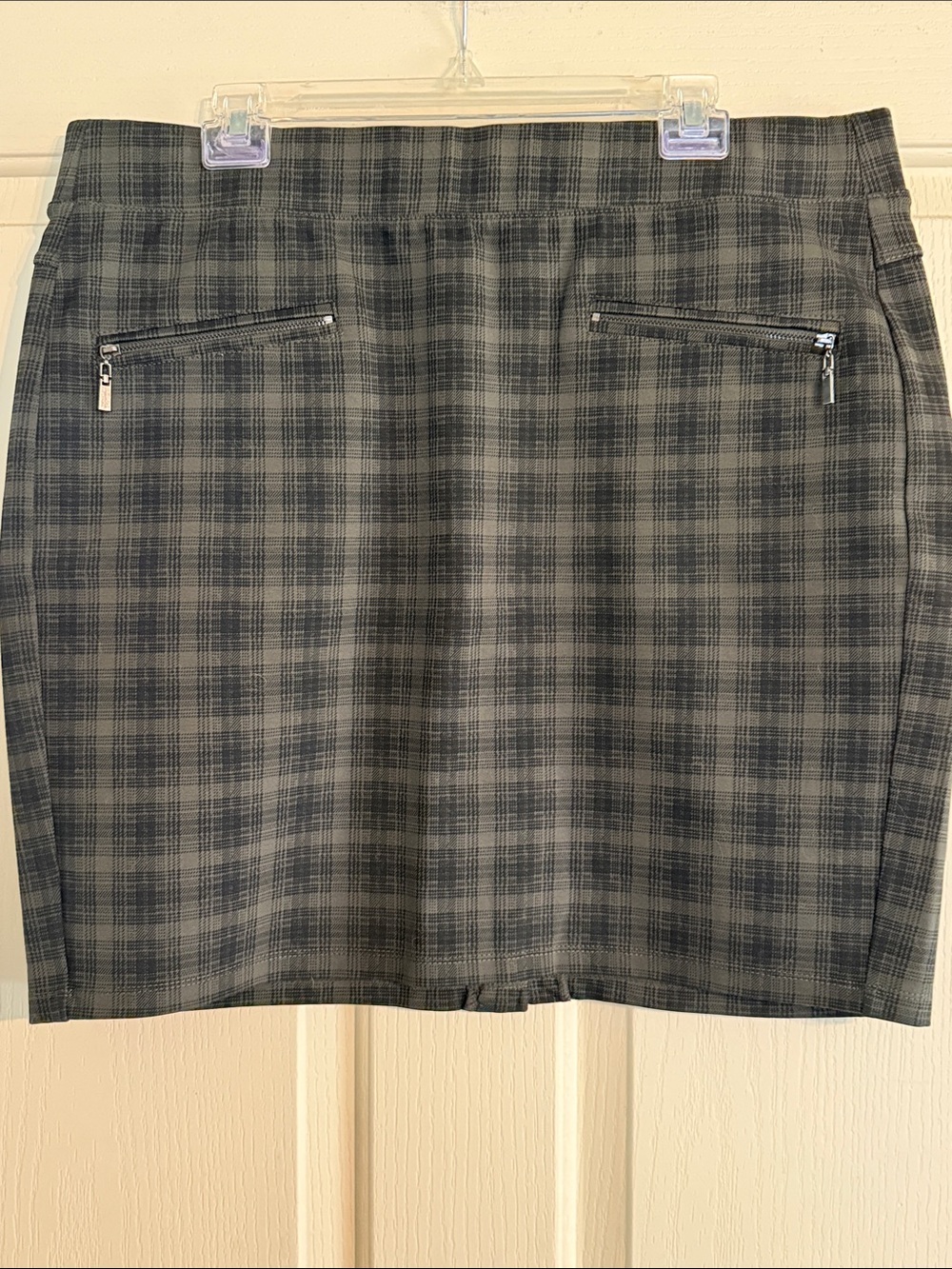 Plaid Skirt with Zip Pockets - Olive & Black
